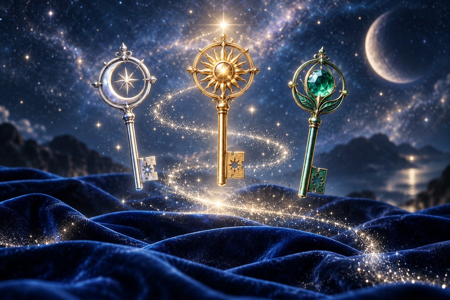 Mystical blue green gold and white artwork for best psychic reading questions