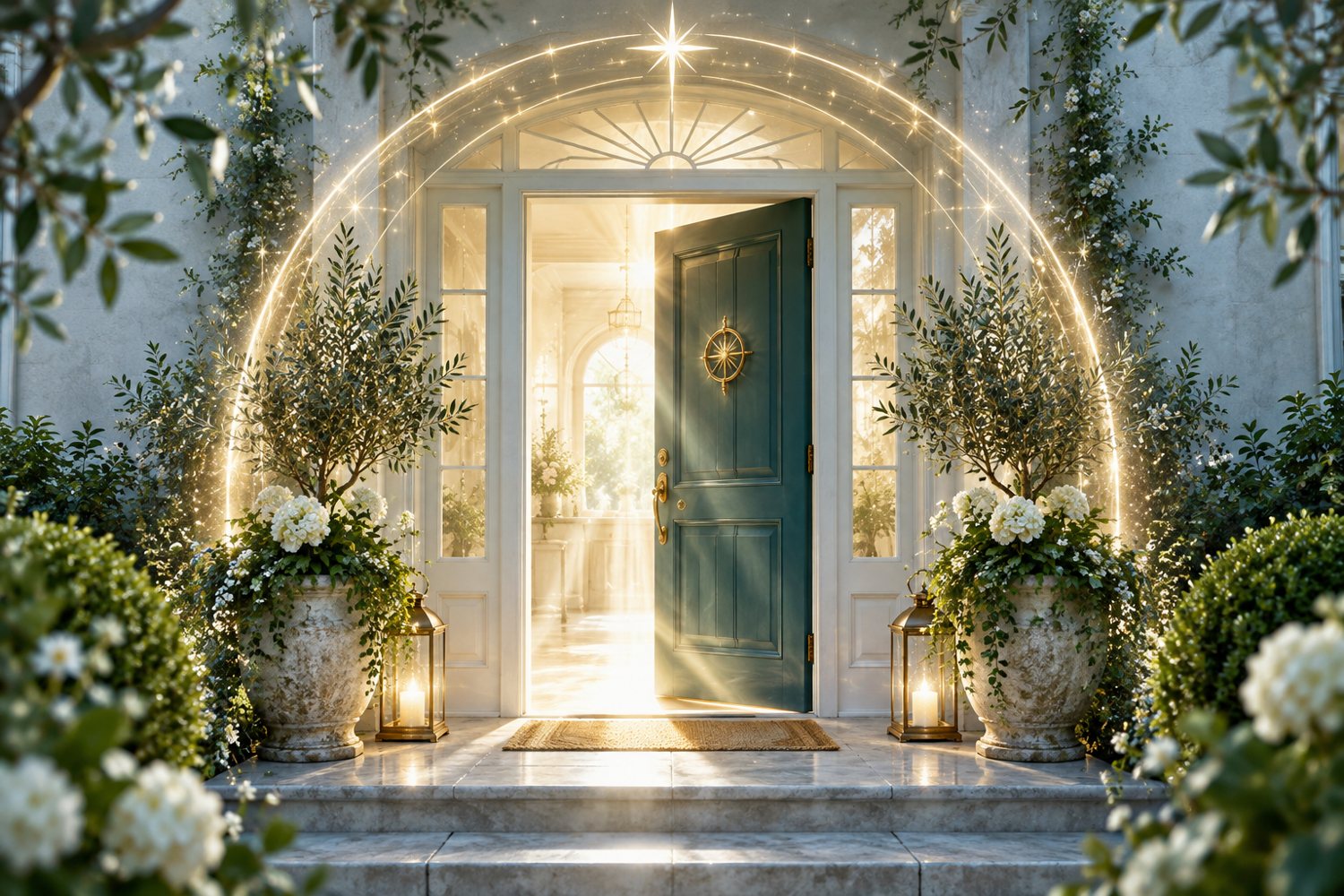 Mystical blue green gold and white artwork for clear heavy energy from home