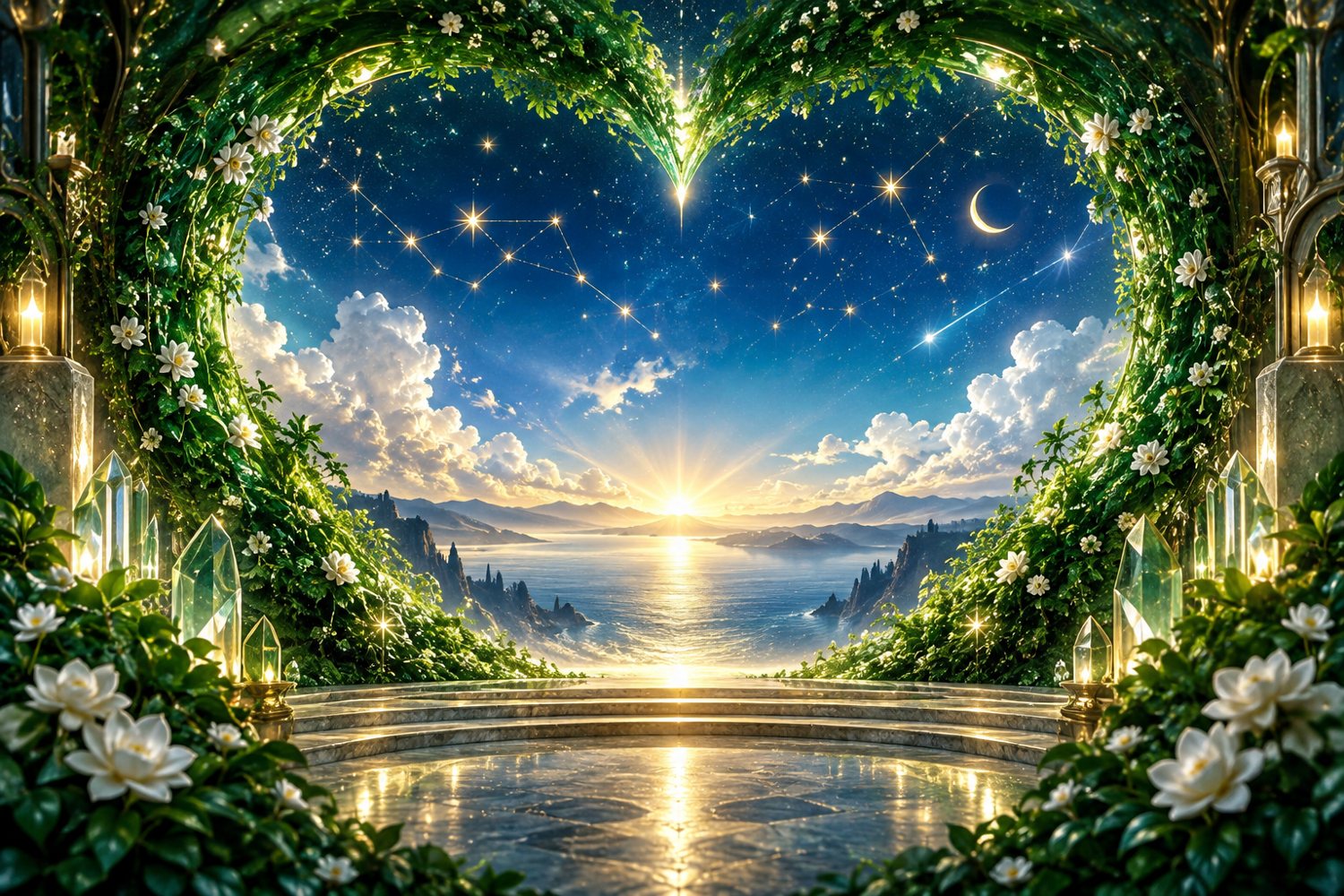 Mystical blue green gold and white artwork for ready for new love
