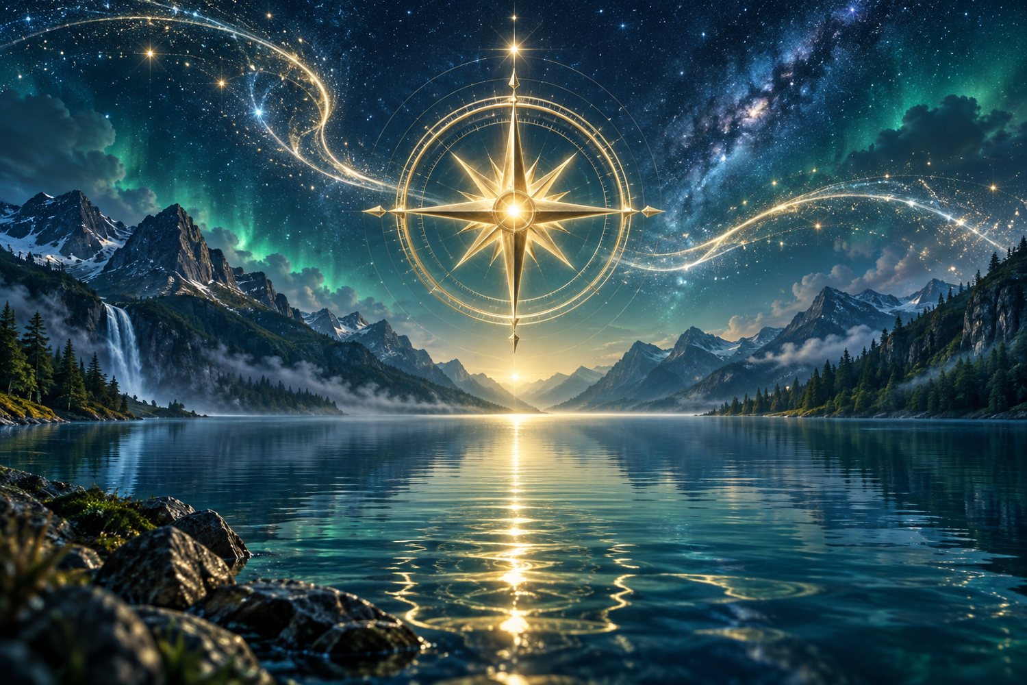 Mystical blue green gold and white artwork for psychic guidance for life direction