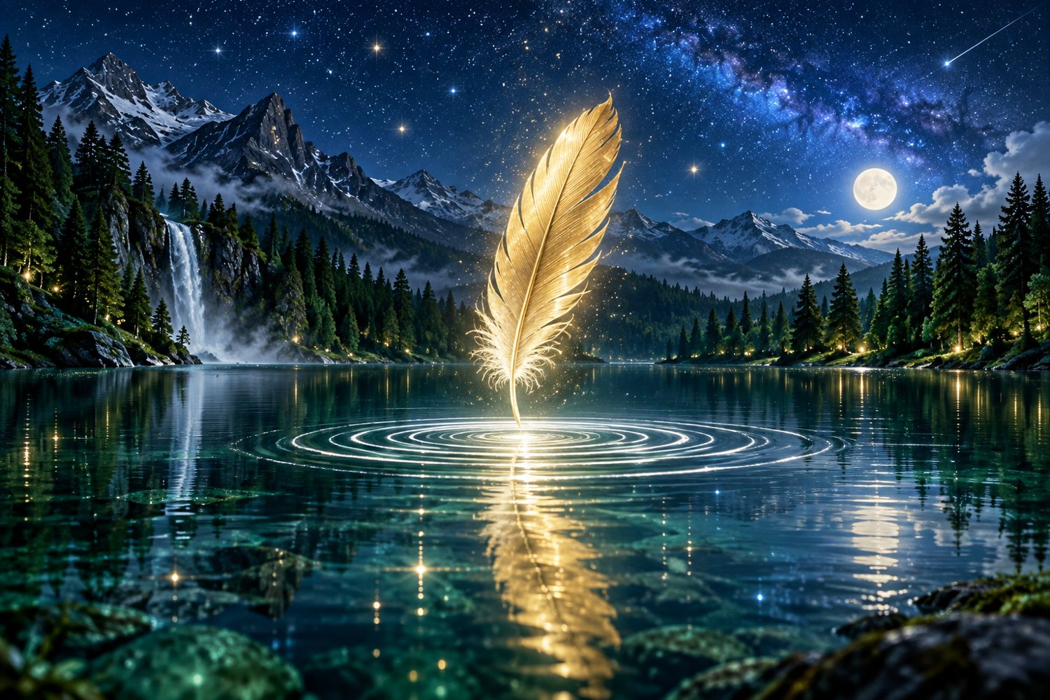Mystical blue green gold and white artwork for intuition versus anxiety