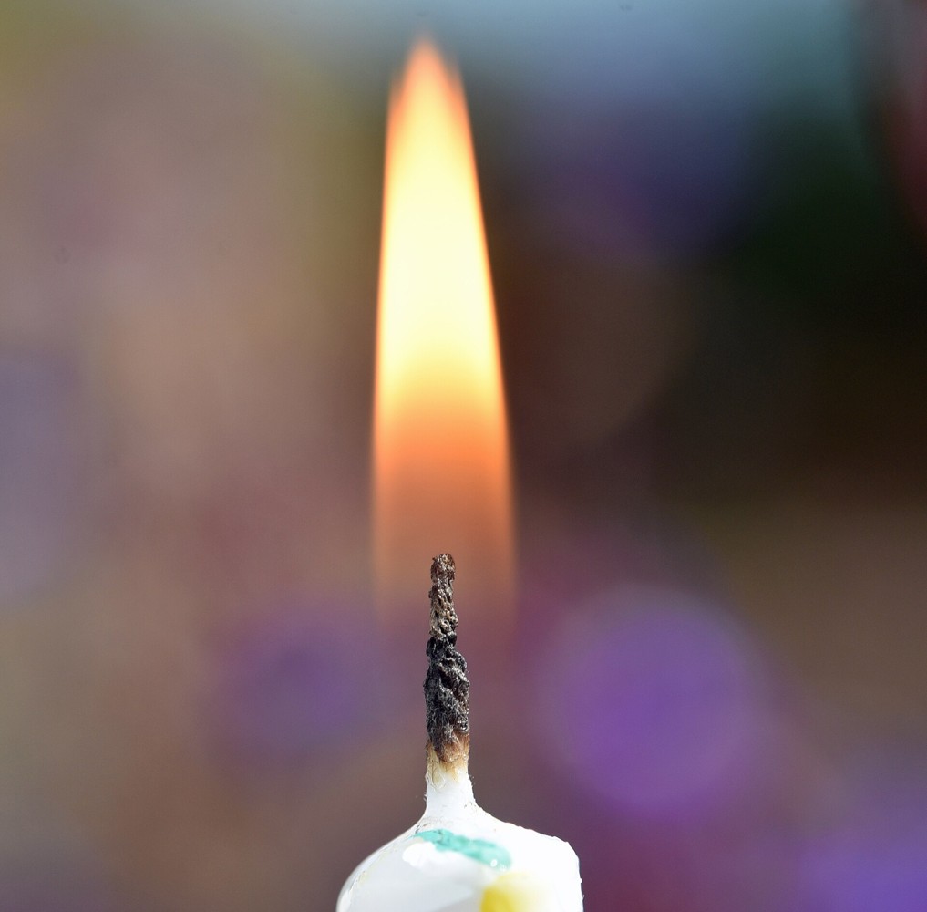 Close-up photograph of a single candle flame
